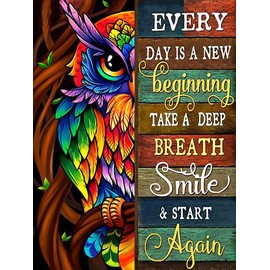Inspirational Diamond Painting Kits for Adults - 5D Diamond Art Kits for Adults Kids Beginner,DIY Owls Diamond Painting Full Drill Round Rhinestone for Home Wall Decor 11.8X15.7inch