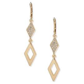 Karl Lagerfeld Paris Linear Geometric Double Drop Pave Earrings, Gold Tone, One Pair