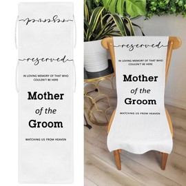 Reserved Memorial Wedding Chair Sign, In Loving Memory of Mother of the Groom Linen Wedding Chair Sign, Save a Seat for Someone In Heaven, Reserved Seating Decorations, 50 x 15 Inch-A09