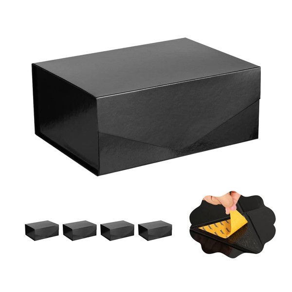 ARTDEARM 5 Gift Boxes 9x6.5x3.8 Inches, Gift Boxes with Lids, Black Gift Boxes, Magnetic Closure Gift Boxes, Groomsmen Proposal Boxes for All Occasions (Glossy Black)
