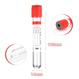 BeHerk Vacutainer Blood Collection Tubes 10ml Plain Tube Lab Vacuum Collecting Tube for Lab Test Tubes Pet Animals Veterinary 100 Pcs Wrap Packaging