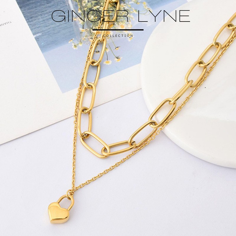Paperclip Layered Chain Necklace for Women by Ginger Lyne |