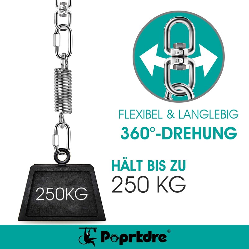 Poprkdre Swing Spring Steel Spring, Hanging Chair with 2 Carabiner