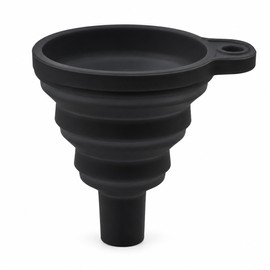 Collapsible Silicone Funnel for Car Fluid Refills – Black Foldable Funnel with Narrow Spout for Engine Oil and Washer Fluid