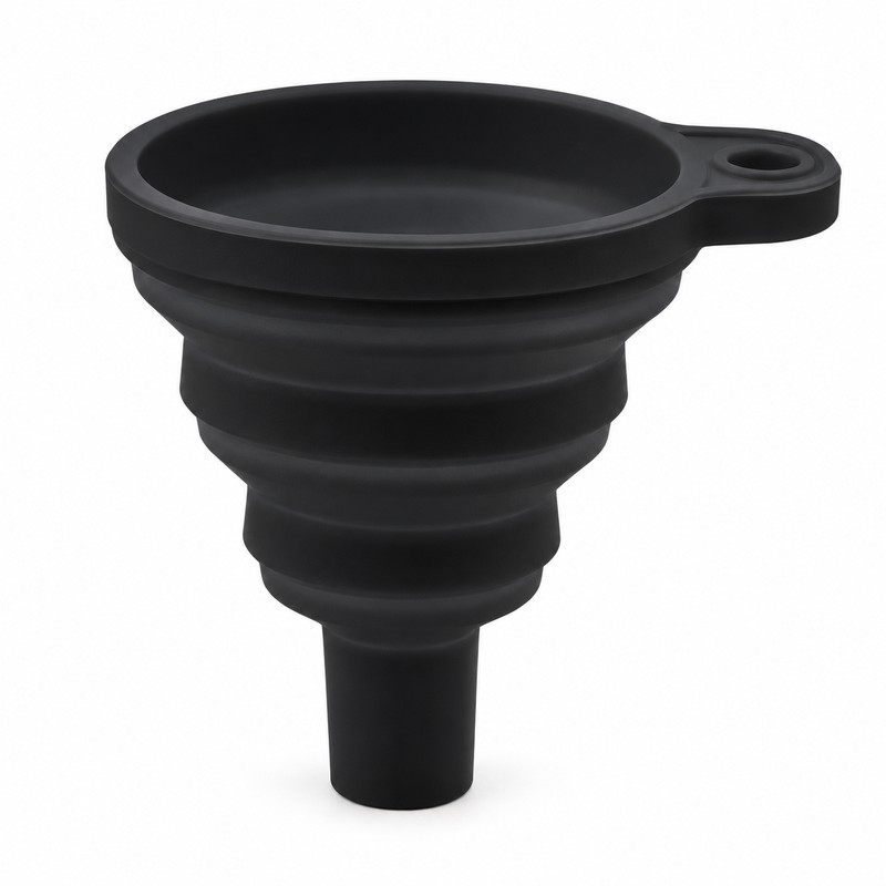 Collapsible Silicone Funnel for Car Fluid Refills – Black Foldable