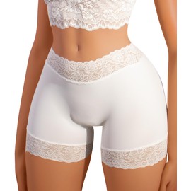 Hibluco Seamless Shaping Slip Shorts Under Dress Lace Boxers Panties For Women