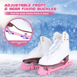 BOOSTEADY Ice Skate Protector, Adjustable Spade Protection, Blade Protectors for Ice Hockey Skates, 1 Pair of Ice Skate Protective Covers, Pink