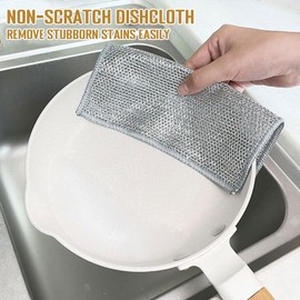 Non-Scratch Wire Dish Cloth, 10PCS Single Layer Multipurpose Wire Dishwashing Rags for Wet and Dry, Dish Cloths for Washing Dishes, Stovetops, Kitchen Countertops with Ease