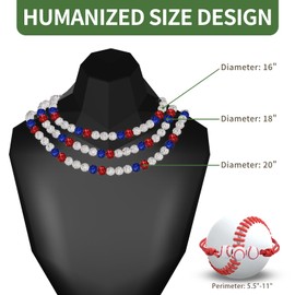 Lmuwecno Men's Beaded Baseball Necklace，Baseball Accessories，Bling Ice Collection Baseball Necklace16“18”20” Inches，Ideal for Baseball Teams and Baseball Enthusiasts
