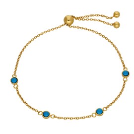 jewellerybox Gold Plated Sterling Silver Multi Turquoise Adjustable Bracelet