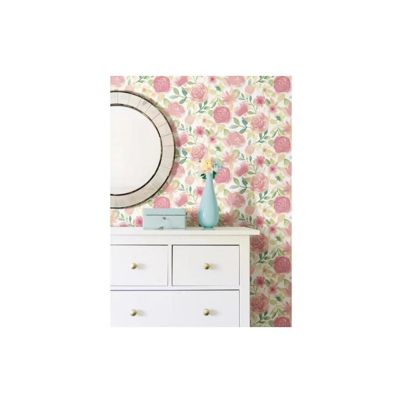 NuWallpaper Pink Audrey Vinyl Peel and Stick Wallpaper Roll 20.5