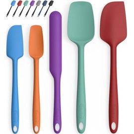 Coukre Juego de 5 espátulas de silicona, alta resistencia al calor, silicona de grado alimenticio, mango reforzado extendido mejorado, apto para lavav