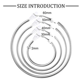 Morfetto 14K Clip on Hoop Earrings Non Piercing Clip on Earrings for Women 30MM 40MM 50MM 60MM Silver