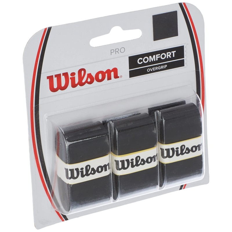 Wilson Unisex Pro Comfort Tennis Racket Overgrip, Black, Pack of