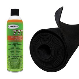 Polymat Quality 1 can 777LV Glue + 3ftX4ft Wide Black Speaker Box Carpet Cabinet Enclosure Carpet Truck Car Trunk Liner, and Dash Cover