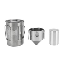 Pour Over Coffee Maker Set Stainless Steel Pour Over Coffee Maker Cup with Filter Lid and Jar for Travel Camping