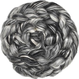 Baby Alpaca Silk Fiber Blend. Luxuriously Soft Combed Top Wool Roving for Spinning, Felting, Blending and Other Fiber Crafts. Natural Black