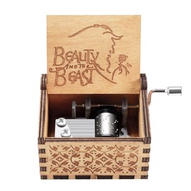 Yesnote Beauty and The Beast Music Box, Mother Day Birthday Anniversary Christmas Vintage Gift for Wife Girlfriend Husband Boyfriend Wooden Hand Crank Musical Box