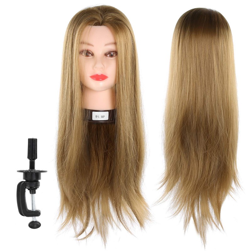 Mannequin Head, Portable with Hair High Temperature Fiber Cosmetology Doll