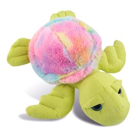 DolliBu Rainbow Green Sea Turtle Stuffed Animal – Soft Huggable Turtle Stuffed Toy, Adorable Playtime Ocean Plush Toy, Cute Cuddle Gifts for Kids and Adults – 10 Inch
