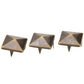 100 Pieces Pyramid Studs, 10-15mm Square Brass Dot Rivets 4 Claws Metal Rivets Beads Leather Decorative Square Rivets for Shoes, Bags, Bracelets, Clothes (Bronze 15mm)