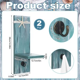 SiliFine 2 Set Starfish Wall Candle Sconces with Towel Hook, Ocean Wall-Mount Candle Holders Coastal Farmhouse Beach Nautical Decorations for Bathroom Hallway Living Room Bedroom Kitchen