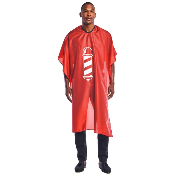 Betty Dain Barber Pole Cutting/Styling Cape, Water Resistant, Lightweight, Machine Washable, Secure Snap Closure at Neck, Generous Size, Red, 45 x 60 inches