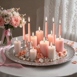 12 Pack 10 inch Soft Peach Taper Candles, Unscented Dripless Candlestick Bulk for Home Dinner Wedding Romantic, Long-Lasting Burn Time of 7-8 Hours