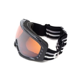 Khan Orange Carbon - Adjustable Snow Goggles for winter skiing and snowboard with 100% UV Protection. One size fits all.