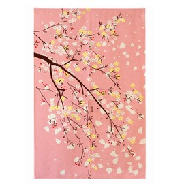 LIGICKY Noren Japanese Doorway Curtain Printed Cherry Blossom Door Curtains Window Tapestry for Home Decoration, 33.5"x59" Pink