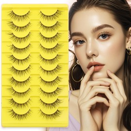 GEMERRY False Eyelashes, 10 Pairs, Soft Faux Mink Eyelashes, Fluffy False 3D Eyelashes, Fluffy False Cat Eye Lashes (TGO)