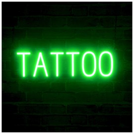SpellBrite TATTOO Sign | Neon Tattoo Sign Look, Green LED Light | 24.1" x 6.3"