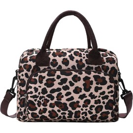 Lunch Bag for Women Men Large Insulated  Lunch Box Girls Leopard Water Resistant Portable Cooler Tote Bag for Work Picnic - Color: Lavender