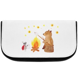 Mr. & Mrs. Panda Cosmetic Bag Bear & Ladybird Campfire Gift Cosmetic Bag Makeup Bag Toiletry Bag, White, Hand Drawn