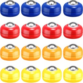 16 Pieces Mini Shuffleboard Replacement Pucks Tabletop Equipment Rollers Set Shuffleboard Curling Accessories (Red, Blue, Orange, Yellow)