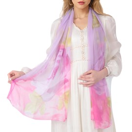 Lamca Chiffon Scarf - Ladies Scarves Lightweight Floral Print Scarf for Women UK