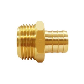 Uenede 2PCS Solid Brass 3/4" PEX Barb to 3/4" GHT Male Garden Hose End Connector Splicer Mender Repair Fitting