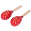 2 Pcs Maracas Red Carved Wooden Sand Ball Percussion Instrument