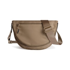 MEISEY Crescent Moon Bag for Women and Men, Fashion Medium Nylon Folding Crescent Moon Single Shoulder Bag with Adjustable Strap, Suitable for Exercise/Running/Hiking/Daily Travel/Work (Coffee)