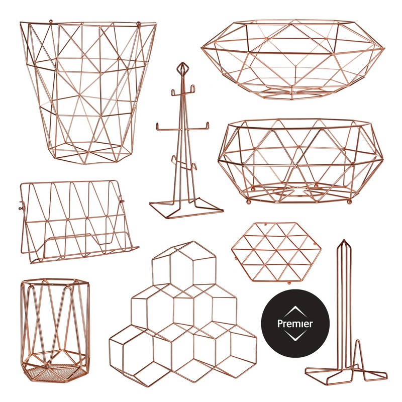 Premier Vertex Copper Plated Metal Storage Basket 31 x 31