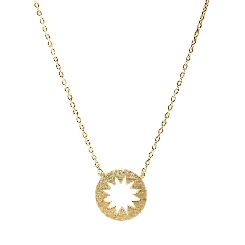 Spinningdaisy Handcrafted Brushed Metal Tri Color Heart Necklace Gold