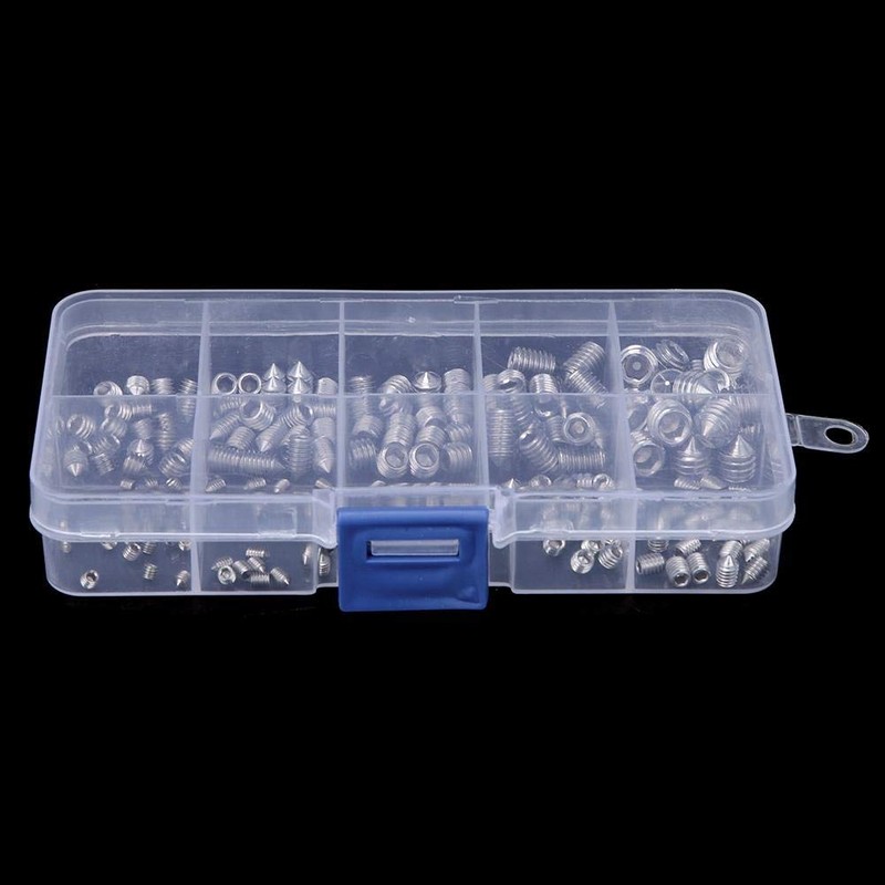 200Pcs Cone Point Grub Screw Kit M3/M4/M5/M6/M8 Stainless Steel Metric