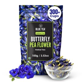 BLUE TEA - Butterfly Pea Flower Tea - 3.52 Oz (300+ Cups) Loose | Antioxidant Rich | Chemical Free - Caffeine Free - Detox Tea - Flower Based - Non Bitter | Zipper Packaging