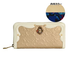 ANNA SUI 3161111 Serpent Long Wallet, Round Zipper, Genuine Leather, Snake, Women's, 【69】Gold