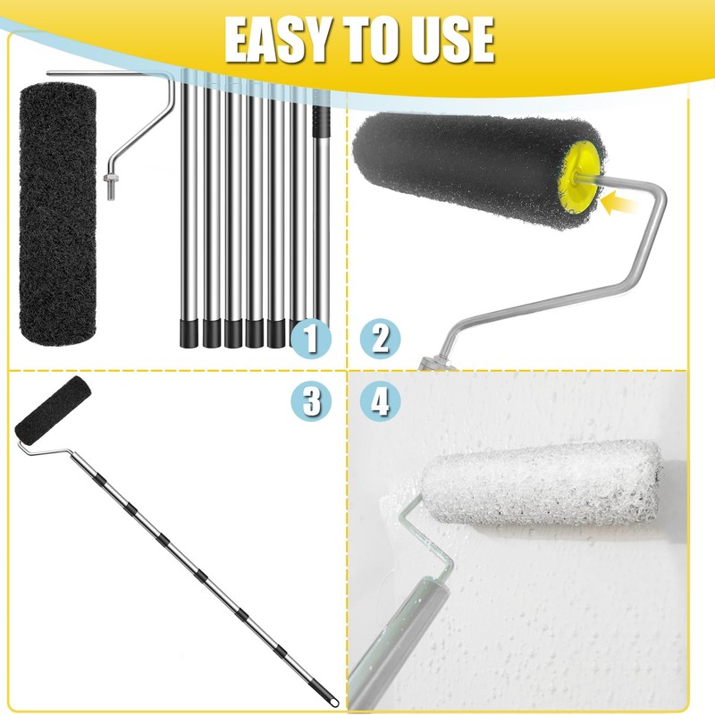 9 Inch Drywall Compound Roller with 1 Pcs Paint Frame,6.6Ft