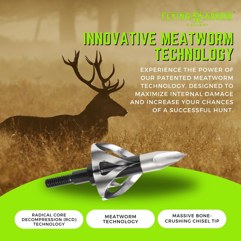 Flying Arrow Toxic Broadheads 100 Grain | Compound Bow Broadheads