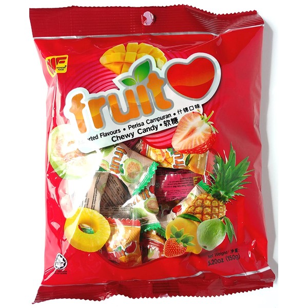 Fruit Love Assorted Chewy Candy Pineapple Mango Strawberry Guava 5.2 oz Heart