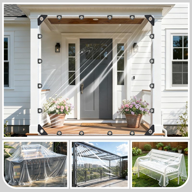 Clear Tarps Heavy Duty Waterproof 4x6ft, 14Mil Clear Vinyl Tarp