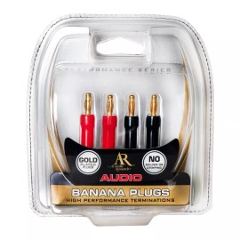 Acoustic Research (10X) Premium Gold-Plated Banana Plugs - Secure Fit for Up to 10 Speaker Pairs
