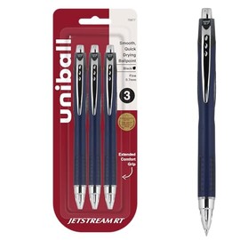 Bolígrafos Uni-Ball Jetstream RT - El mejor bolígrafo según el NY Times Wirecutter durante más de una década - Paquete de 3 bolígrafos negros de punta